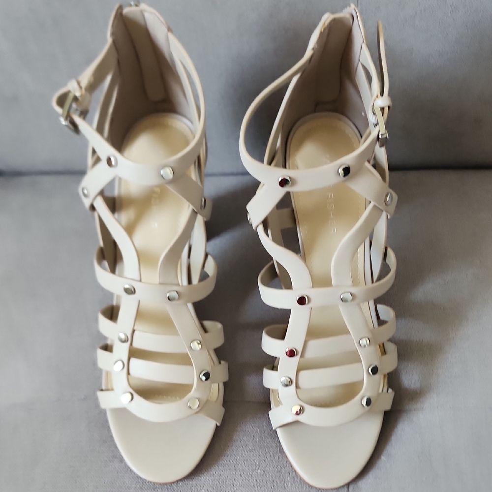 Marc Fisher Shoes/Sandals Cream Strappy Heels with Studs